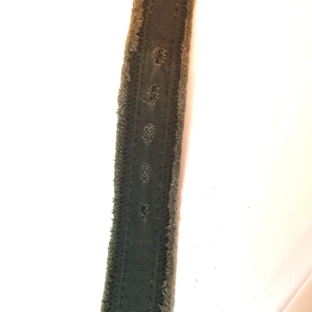 Brown Leather and Canvas Raw Edges Silver Buckle 36